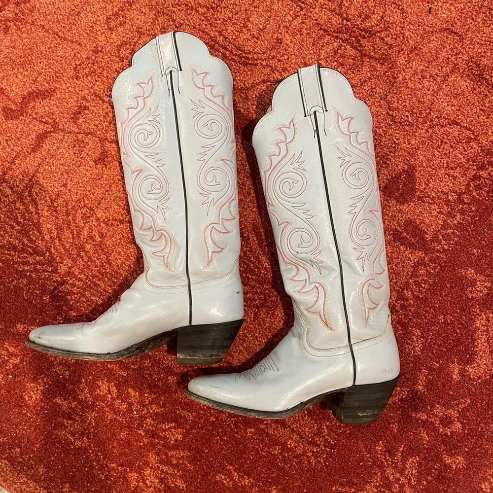 Authentic Baby Blue Vintage Leather Justin Tall Cowboy Boots 6.5